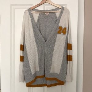 Grey, white, yellow cardigan
